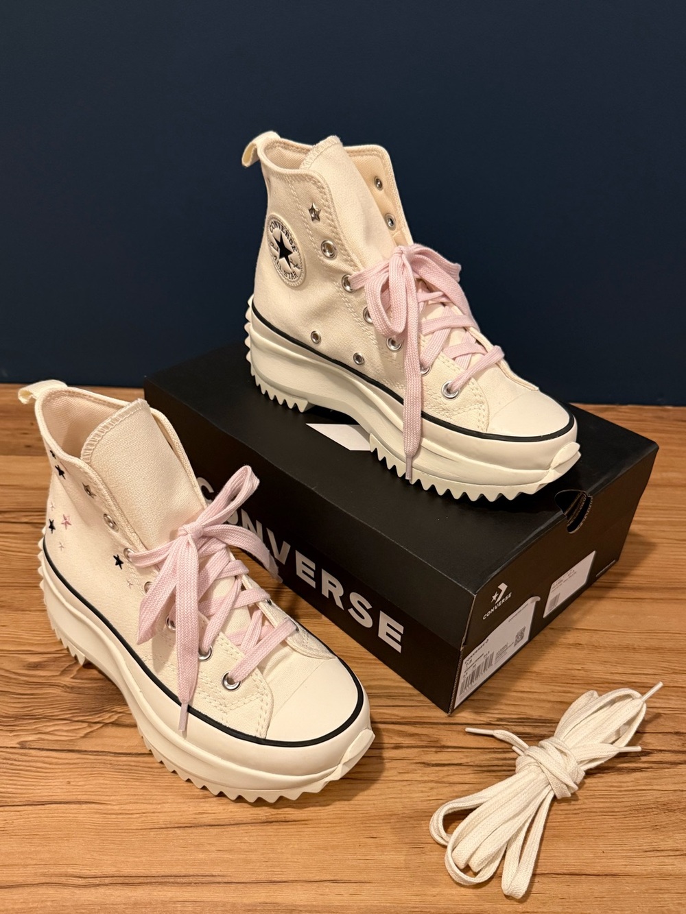 Converse Cream High-Top Platform Sneakers